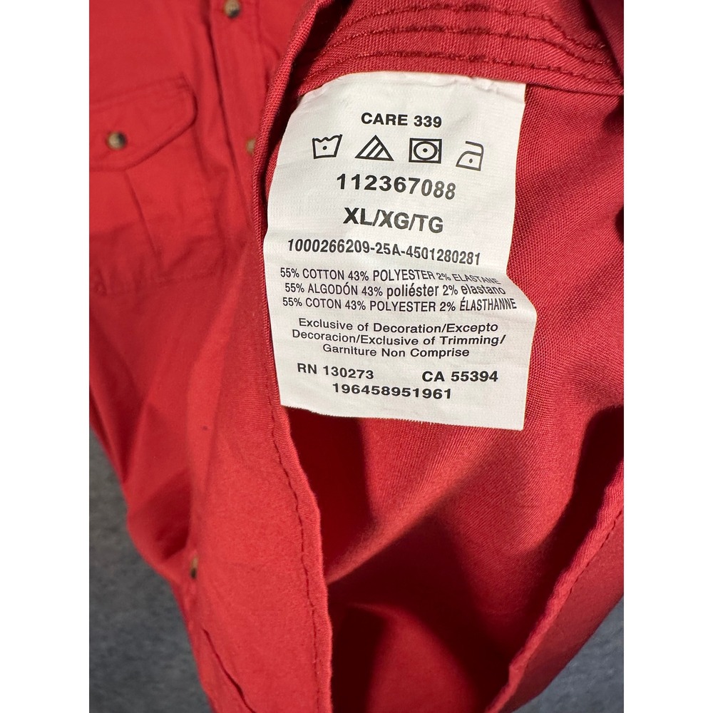 Wrangler Mens XL Short Sleeve‎ Button Up Shirt Red Western Casual Work - Picture 6 of 8